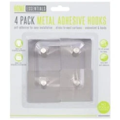 B&M Metal Adhesive Hooks 4pk - Square -B&M Online Store 332165 metal hooks 4pk square