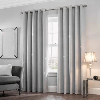 B&M Mystica Shimmer Thermal Lined Silver Curtains 66 X 90" 1 B&M Mystica Shimmer Thermal Lined Silver Curtains 66 X 90"