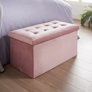 B&M Suede Storage Ottoman - Blush 1 B&M Suede Storage Ottoman - Blush