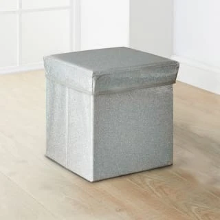 B&M Glitter Storage Seat Ottoman - Silver 2 B&M Glitter Storage Seat Ottoman - Silver - Image 2