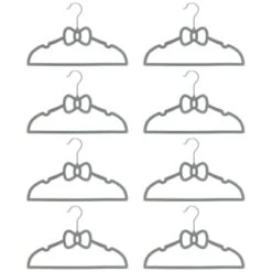 B&M Children's Non-Slip Hangers 8pk - Grey 5 B&M Children's Non-Slip Hangers 8pk - Grey -B&M Online Store 383693 8pk childrens hangers grey bow