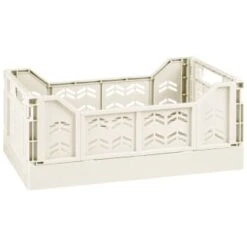 Midi Stacking Fold Flat Crate 30.6 X 20.5 X 12.6cm - Cream