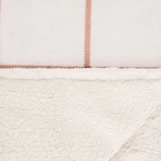 B&M Winston Check Sherpa Throw - White 4 B&M Winston Check Sherpa Throw - White - Image 4