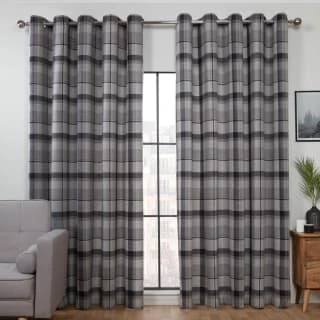 B&M Oakland Traditional Woven Grey Check Curtains 46 X 54" 1 B&M Oakland Traditional Woven Grey Check Curtains 46 X 54"