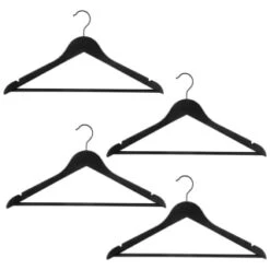 B&M Matt Black Wooden Hangers 4pk -B&M Online Store 392148 4pk matte black wooden hangers 2