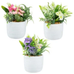 Bloom Mixed Flowers In Pot - White -B&M Online Store 392829 mixed flowers in pot group
