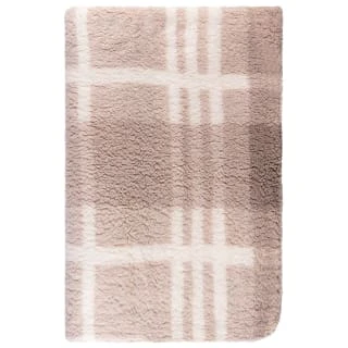 B&M Check Sherpa Throw - Natural 2 B&M Check Sherpa Throw - Natural - Image 2