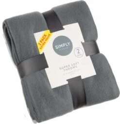Simply Light Grey & Dark Grey Polar Fleece Throw 2pk