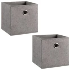 Lokken Linen Storage Cubes 2pk - Grey -B&M Online Store 395851 2pk linen lokken storage cubes grey 3