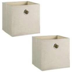 Lokken Linen Storage Cubes 2pk - Natural -B&M Online Store 395852 2pk linen lokken storage cubes natural 3