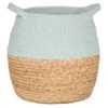B&M Rope & Wicker Belly Basket - Green