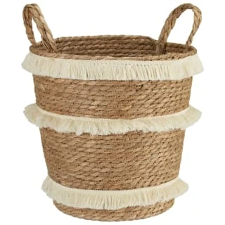 B&M Fringe Stripe Wicker Basket 1 B&M Fringe Stripe Wicker Basket